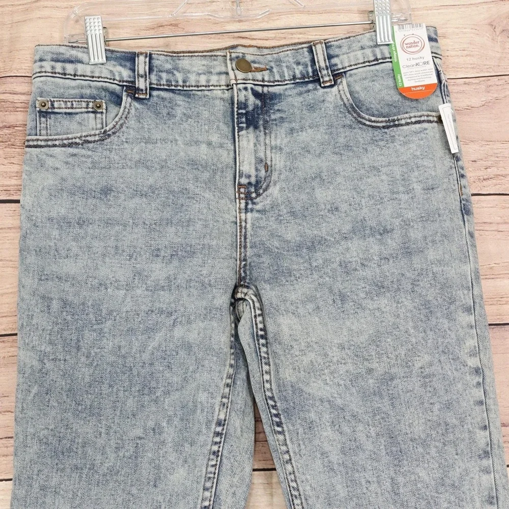 New! Wonder Nation Jeans Boys 12 Husky 32x26 Straight Adjustable Waist Youth